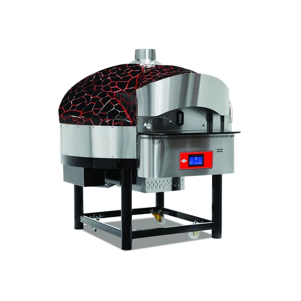 Empero EMP.SPO.02-D-BR-NG  Dijital Gazlı Döner Taban Pizza Fırını 9 Pizza Kapasiteli - Siyah, Kırmızı Doğalgazlı