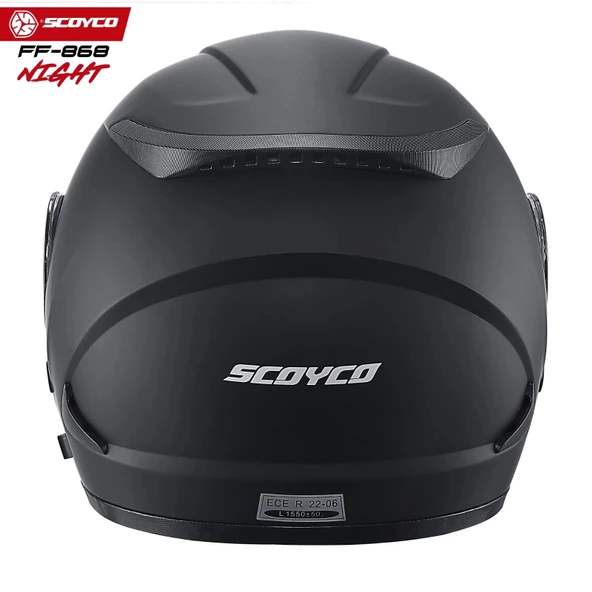 SCOYCO FF-868 NIGHT MAT SİYAH ÇENE AÇILIR GÜNEŞ VİZÖRLÜ KASK - Resim 6