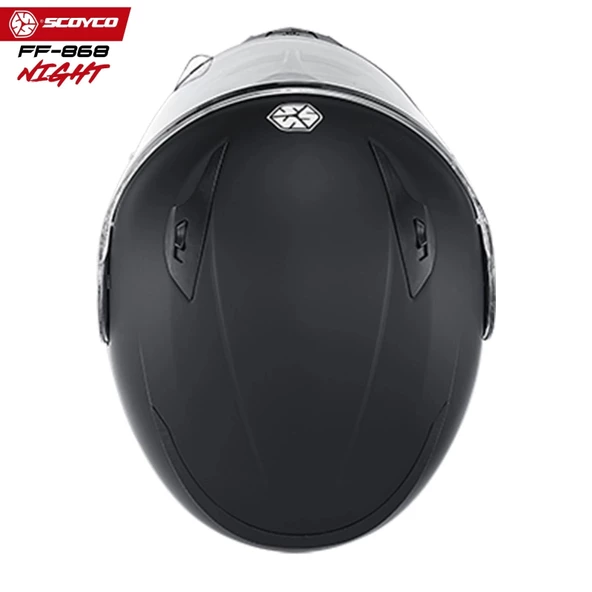 SCOYCO FF-868 NIGHT MAT SİYAH ÇENE AÇILIR GÜNEŞ VİZÖRLÜ KASK - Resim 5