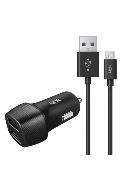 C491 Araç Şarj Aleti Ve Micro Usb Kablo Set 2.4a Çift Girişli Lch-c491