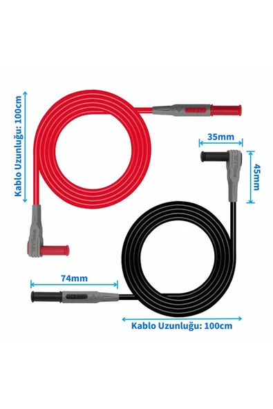 1 Çift P1033 Multimetre Probu 4mm Banana Tip Soket 1000v 10a Catııı 1 Mt Kablo Voltmetre Avometre - Resim 4