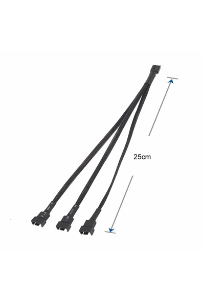 1 to 3 Çoğaltıcı 25cm Fan Uzatma Kablosu Y Tip 4 Pin 3 Pin Bilgisayar Kasa Anakart Ekran Kartı - 4