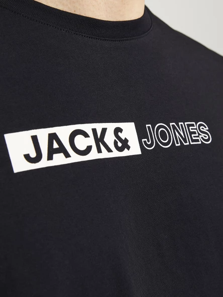 JACK JONES Yazı Detaylı Bisiklet Yaka Erkek Tişört 12233999 - 4