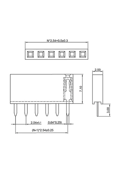 10 Pin Tek Sıra Dişi Header 180 Derece 1x10 Pin 2.54mm Soket Konnektör Breadboard Pcb Devre Bağlantı - Resim 8