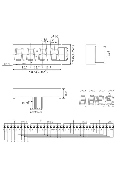 0.56" 4 Hane 7 Segment Led Ekran Kırmızı Ortak Katot 14mm 4 Digit Dijital Display Alfanümerik - Resim 8