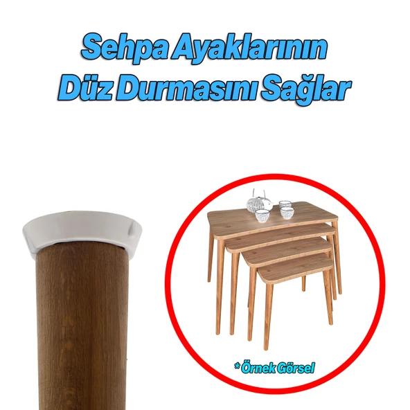 4 Adet Düz Beyaz Zigon Sehpa Ayağı Tabanı Mobilya Masa Açılı Orta Sehpa Ayak Bağlantı Aparatı - 3