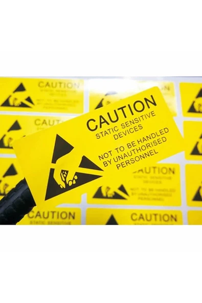 10 Adet Antistatik Uyarı Etiketi Elektrostatik Elektrik Esd Ikaz Caution Dikkat Yapışkan Stiker - Resim 7