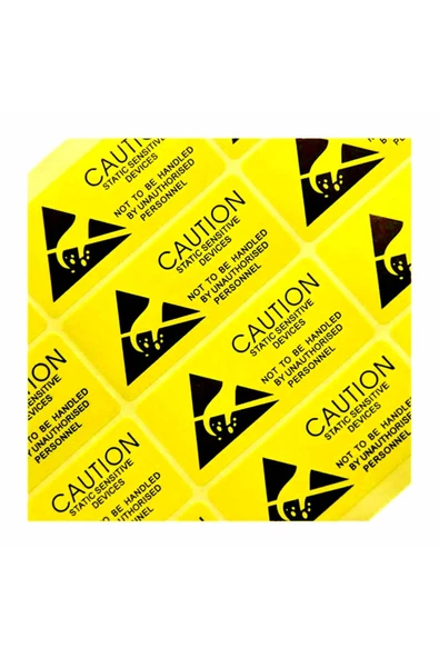 10 Adet Antistatik Uyarı Etiketi Elektrostatik Elektrik Esd Ikaz Caution Dikkat Yapışkan Stiker - Resim 3