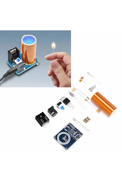 Demonte Mini Tesla Bobin Kit Modül Kablosuz Enerji İletimi BD243 DC 9 / 12V Temassız Elektrik Transf