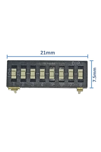 Tristate 8li Dip Switch 8 Pin Siyah Anahtar Açık Kapalı Seçim Adres Ayar + Off - Pull Up/down - Resim 4