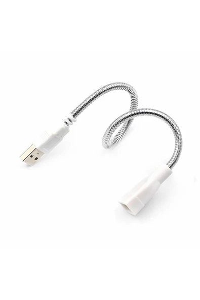 Metal Usb Type A Soketli Uzatma Kablosu Kıvrılabilir Hortum Kordon 25cm Masa Lambası Led Aydınlatma - Resim 6