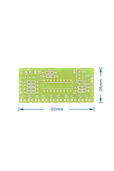 Demonte Lm3915 10 Led Vumetre Kit Dıy Led Elektronik Ses Müzik Seviye Işık Göstergesi Lehimleme - Resim 8