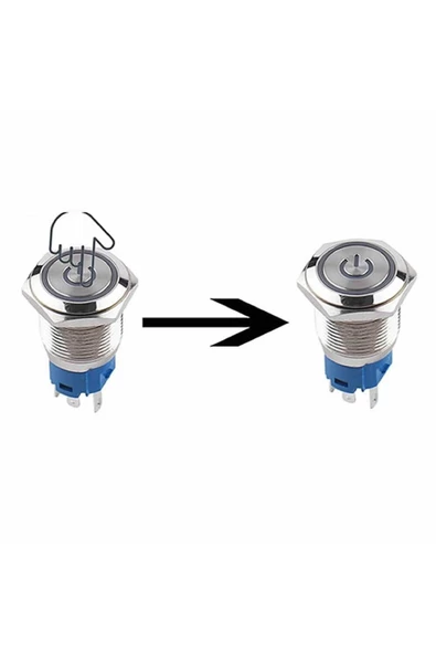 16mm Ledli Kablolu Push Tip Metal Button 12v 16mm 1no 1nc Spdt On Off Su Geçirmez Paslanmaz Çelik - Resim 5