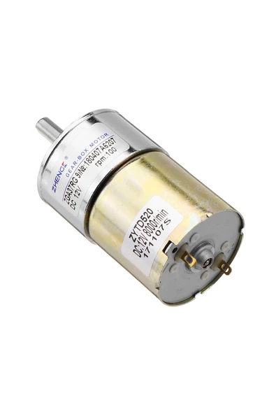 ZGA37RG 12V 37mm 100Rpm Redüktörlü DC Motor Metal Dişli Yüksek Tork Kuvvet Robot Oyuncak RC Araba - Resim 5