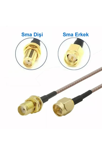 RG316 20cm Sma Erkek to Sma Dişi Kablo RF Uzatma Kablosu Altın Kaplama Soket 0-6GHz Wi-Fi Anten - 3