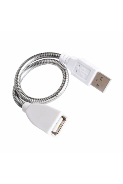 Metal Usb Type A Soketli Uzatma Kablosu Kıvrılabilir Hortum Kordon 25cm Masa Lambası Led Aydınlatma - Resim 3
