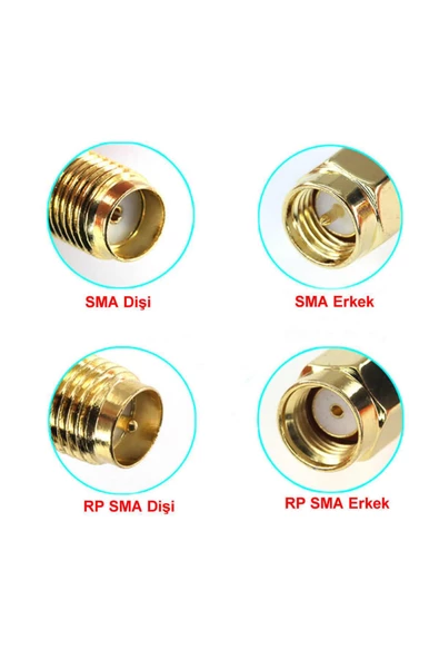 Sma Erkek to Sma Dişi 90 Derece Çevirici Adaptör Altın Kaplama Soket 0-6GHz RF Wi-Fi Anten Wifi Blu - 5
