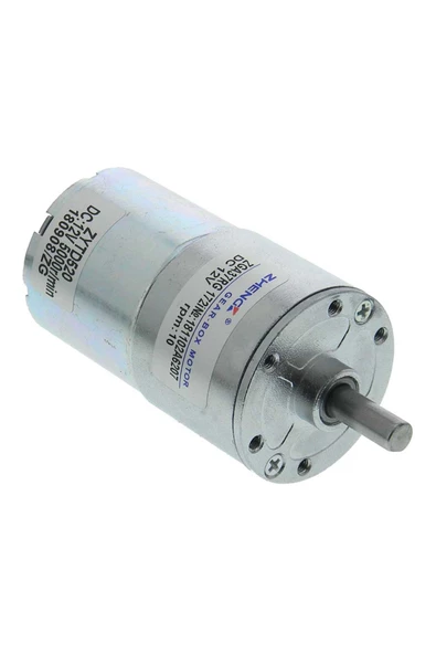 ZGA37RG 12V 37mm 10Rpm Redüktörlü DC Motor Metal Dişli Yüksek Tork Kuvvet Robot Oyuncak RC Araba - Resim 4