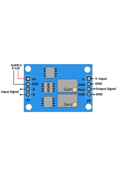 Ad620 Micro Voltaj Sinyal Kuvvetlenirici Modül DC 12V Mikro Küçük Gerilim Ölçme Kartı Enst.Yükselti - Resim 8