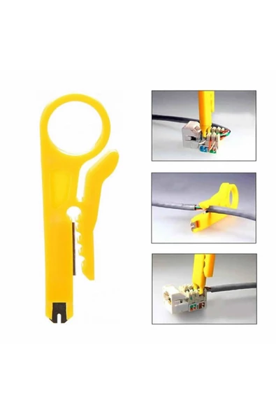 Kablo Soyma Aparatı Mini Tel Kesici Soyucu Sıyırma Zımba Aracı Düz Uçlu Pense Bıçak Kesici - Resim 4
