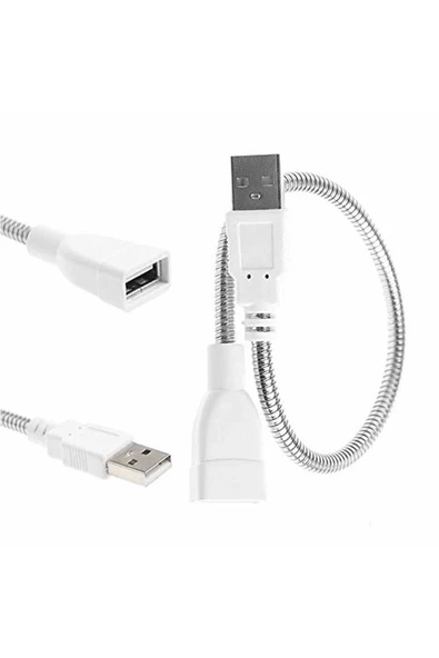 Metal Usb Type A Soketli Uzatma Kablosu Kıvrılabilir Hortum Kordon 25cm Masa Lambası Led Aydınlatma - Resim 4