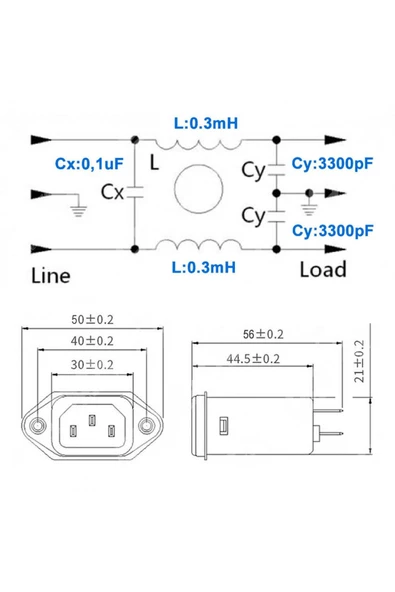 Cw1d-10a-t Ac 250v 10a C14 Erkek Soket Emı Filtreli Hat Şebeke Emc Rfı Gürültü Bastırıcı Azaltıcı - Resim 8