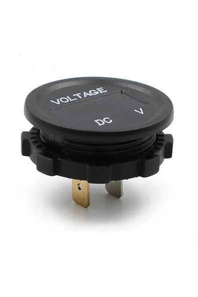 Su Geçirmez Dc 6V / 48V Voltmetre Yuvarlak Panel Tip Montajlanabilir Dijital Kırmızı Renk Led - Resim 5