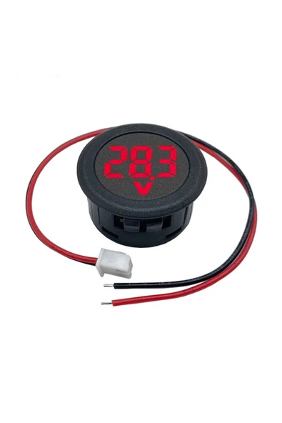 4-100V Dc Voltmetre Yuvarlak Panel Tip Montajlanabilir Dijital Kırmızı Renk Led Gösterge Ekran - Resim 3