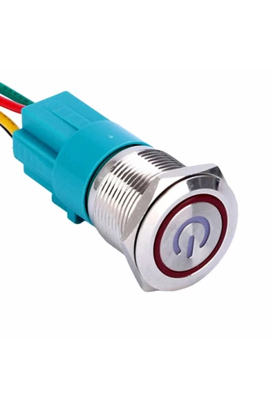 16mm Ledli Kablolu Push Tip Metal Button 12v 16mm 1no 1nc Spdt On Off Su Geçirmez Paslanmaz Çelik - Resim 3