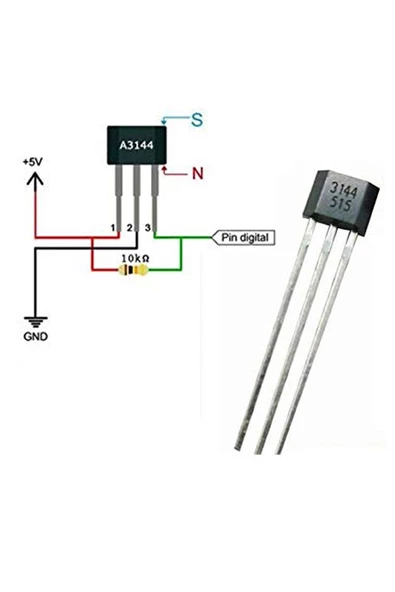 3144 Dijital Manyetik Alan Algılama Sensörü Mıknatıs Açı Motor Kontrol A3144 A3144E OH3144 Y3144 - Resim 6