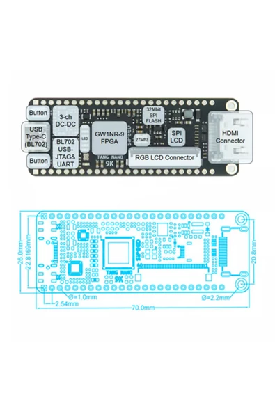Sipeed Tang Nano 9K Fpga Geliştirme Kartı Gowin GW1NR-9 Risc-V 8640 Lojik Blok 6480 Flip Flop - Resim 8