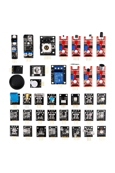 Arduino 37 Parça Sensör Seti Sıcaklık Nem Işık Ses Renk Alev Nabız Manyetik Titreşim Lazer Ir Buton