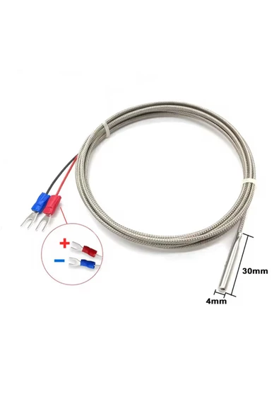K Type Thermocouple 1 Metre Silindir Tip Başlık Sıcaklık Isı Sensörü 0C / 800C Paslanmaz Çelik Prob - 5