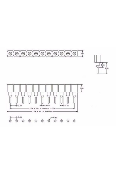 1x40 Pin Precision Dişi Header Tek Sıra 2.54mm 180 Derece Yuvarlak Kırılabilir Bölünebilir - Resim 8