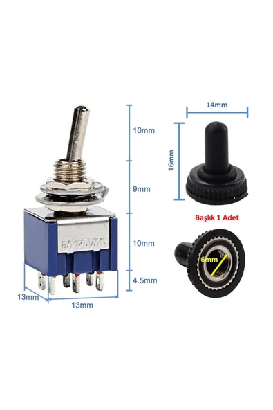 Mts-203 Mini Toggle Çift Anahtar 3a 250v On / Off / On 6 Pin 3 Pozisyon