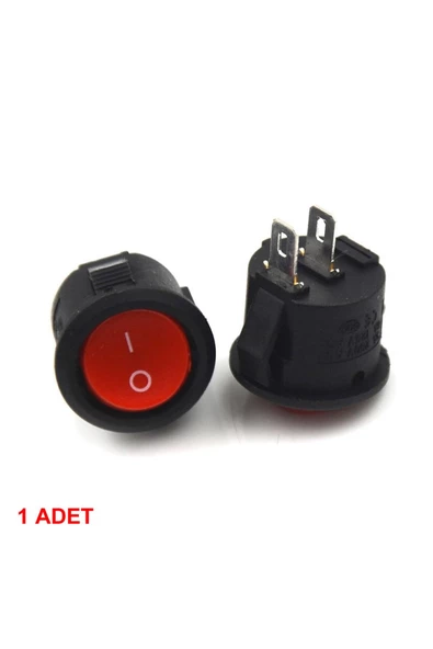 Yuvarlak 2 Pin Anahtar Rocker Switch Mini Buton Kırmızı Aç Kapa ürün görseli