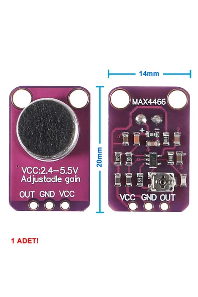 MAX4466 Amplikatörlü Analog Elektet Mikrofon Sensör Ayarlanabilir Kazanç Kontrol Ses Algılayıcı ürün görseli