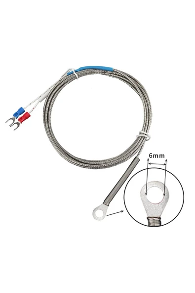 K Type Thermocouple 1 Metre Montaj Delikli Sıcaklık Isı Sensörü 0C/800C Paslanmaz Çelik Prob K Tip - Resim 2