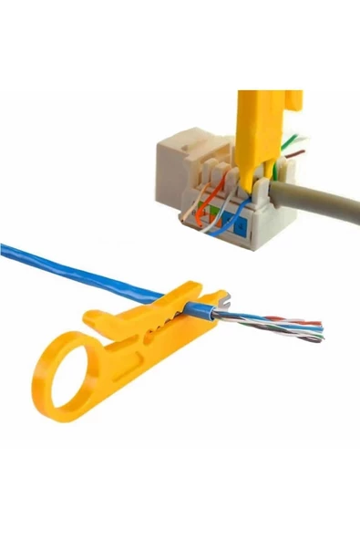 Kablo Soyma Aparatı Mini Tel Kesici Soyucu Sıyırma Zımba Aracı Düz Uçlu Pense Bıçak Kesici - Resim 2