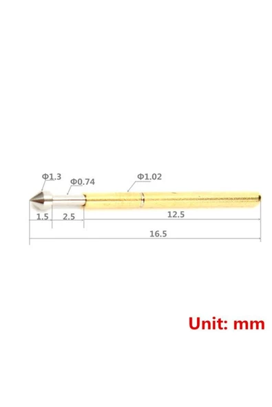 Pogo Pin P75-e2 100 Adet Set Altın Kaplama Yaylı Test Probu Pim 1.3mm Konik Kafa Programlayıcı - Resim 2