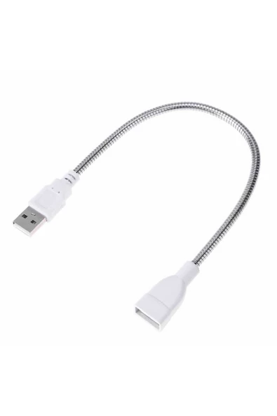 Metal Usb Type A Soketli Uzatma Kablosu Kıvrılabilir Hortum Kordon 25cm Masa Lambası Led Aydınlatma - Resim 2