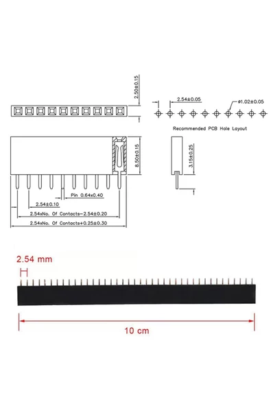 4 Adet 1x40 Pin Dişi Header Tek Sıra 2.54mm 180 Derece Kesilebilir Bölünebilir - Resim 8