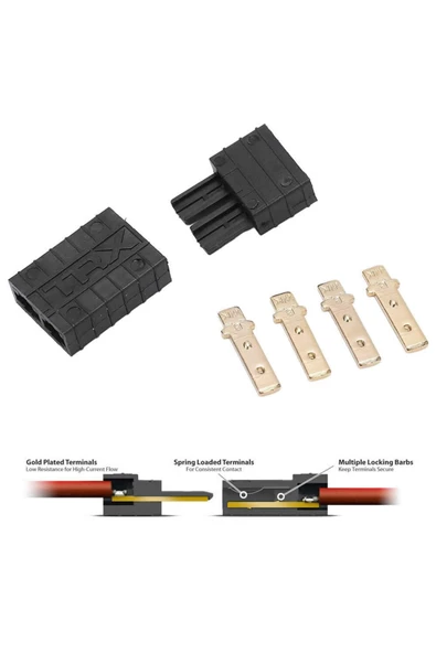Trx Erkek Dişi Soket Çifti Traxxas Altın Kaplama 30a Lityum Lipo Pil Batarya Akü Bağlantı - Resim 6