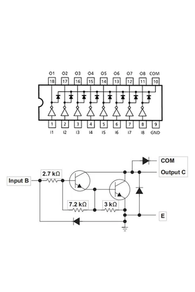 Uln2803a Npn 8 Adet Darlington Transistör Sürücü Entegre Modülü Bjt Bipolar Yüksek Voltaj Akım - Resim 5