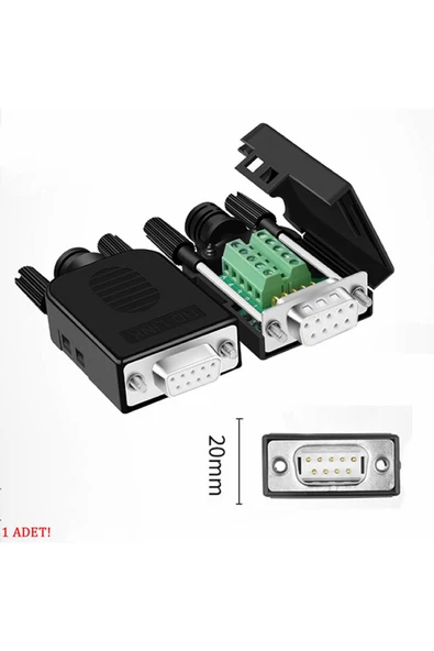 Kutulu DB9 Dişi Konnektör 9 Pin D-Sub Seri Port Terminal Adaptör RS232 RS485