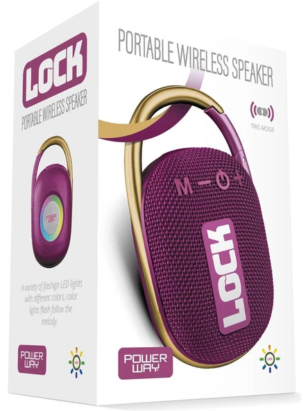 Powerway Lock Mor Renk Taşınabilir Bluetoot Hoparlör - 3