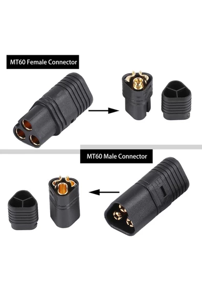 Mt60 3 Pin Dişi Erkek Konnektör Soket Çift Amass 3.5mm 12awg Rc Esc Motor Drone Lityum Lip - 6
