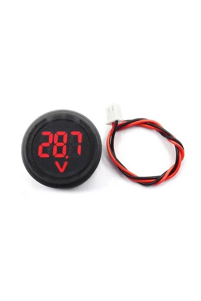 4-100V Dc Voltmetre Yuvarlak Panel Tip Montajlanabilir Dijital Kırmızı Renk Led Gösterge Ekran - Resim 7