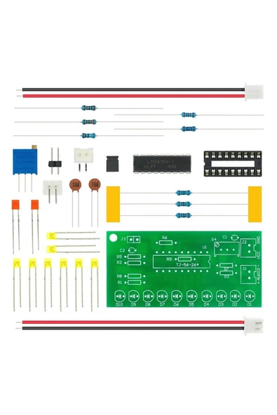 Demonte Lm3915 10 Led Vumetre Kit Dıy Led Elektronik Ses Müzik Seviye Işık Göstergesi Lehimleme
