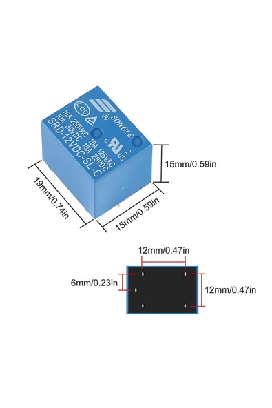 250v 10a Srd-12vdc-sl-c 12v Dc Röle 5 Pin Pcb Montaj Tip 220v No Nc Güç Rölesi - Resim 6